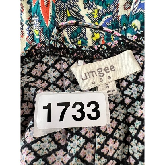 Umgee Women's Floral Boho Tiered Dress Green Red Blue Size S - Picture 10 of 10